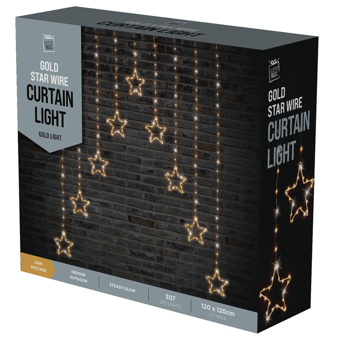Stockholm Christmas Lights 307 LEDs Curtain Star Warm White