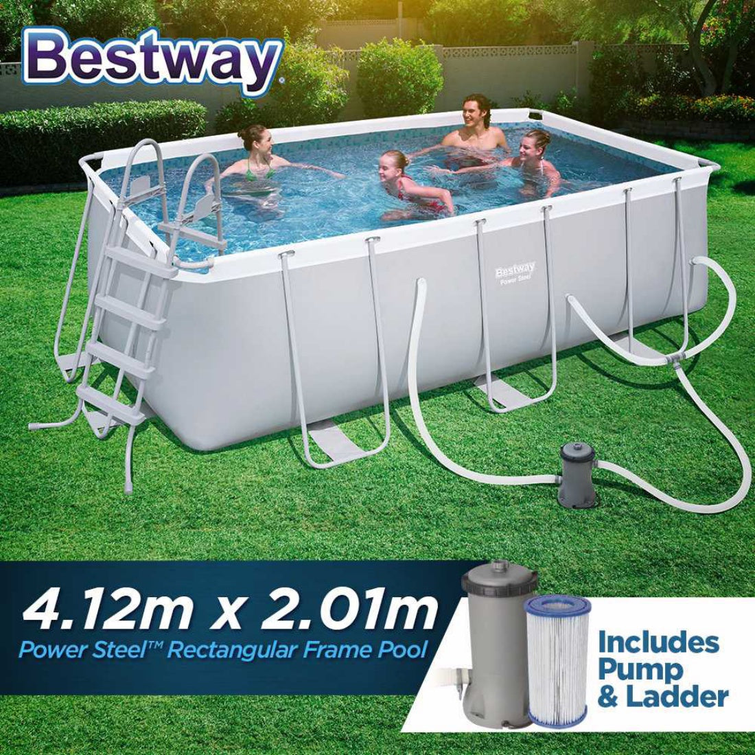 Bestway Power Steel™ Above Ground Pool Kit - 4.12m x 2.01m x 1.22m