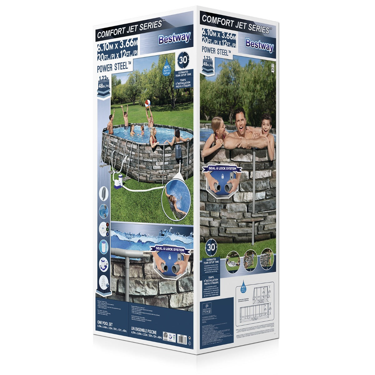 Bestway Power Steel™ Above Ground Swimming Pool Pump LED - 6.10m x 3.66m x 1.22m