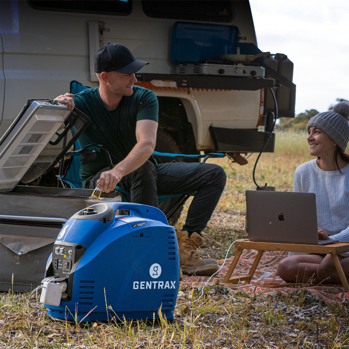 Gentrax GT3500 Inverter Generator – In Use with Camping Equipment – Outdoor Power Setup