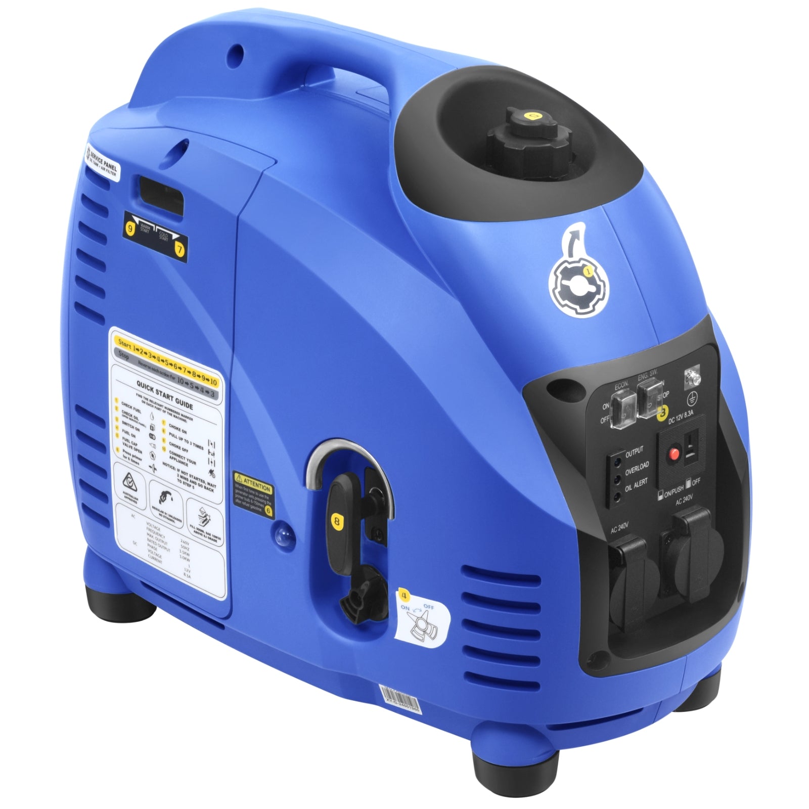 Gentrax GT3500 Inverter Generator – Side Angle – Compact 28 kg Design