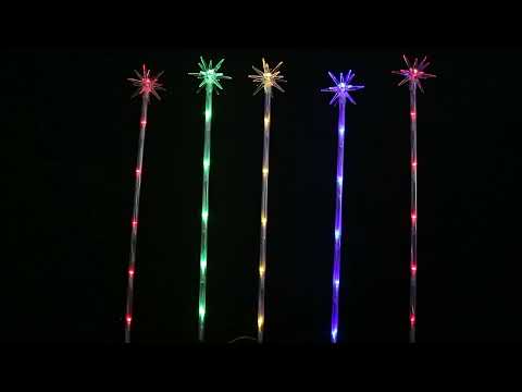 Stockholm Christmas Lights 30 LED Solar Path Light Starburst Multi Colour 5pc