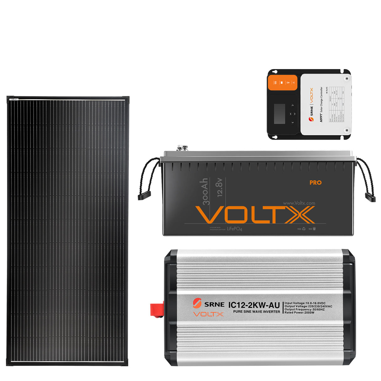 BUNDLE DEAL - VoltX 12V 300Ah Lithium Battery + 200W Solar Panel + Solar Controller + 12V 3KW Inverter