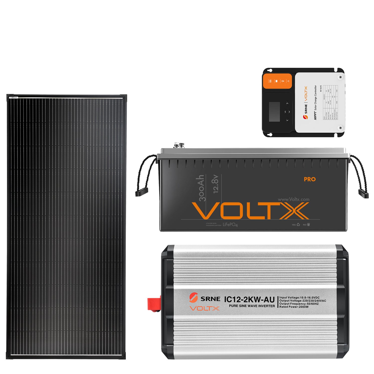 BUNDLE DEAL - VoltX 12V 300Ah Lithium Battery + 200W Solar Panel + Solar Controller + 12V 3KW Inverter