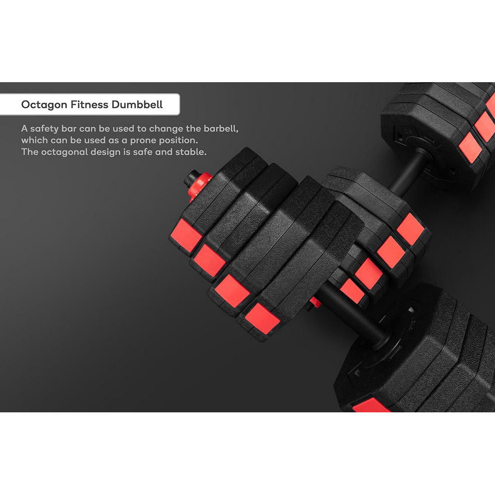 Fortis 40kg Adjustable Weights Dumbbell & Barbell Set