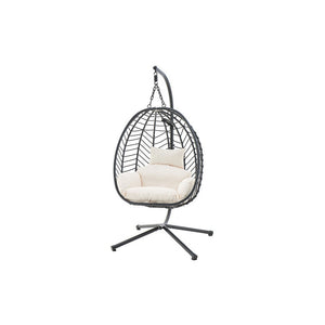 Shangri-La Mackenzie Outdoor Furniture Egg Chair (Black, Beige)