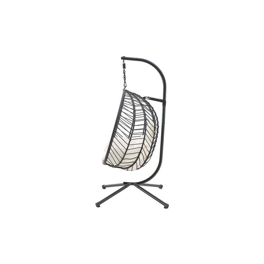 Shangri-La Mackenzie Outdoor Furniture Egg Chair (Black, Beige)
