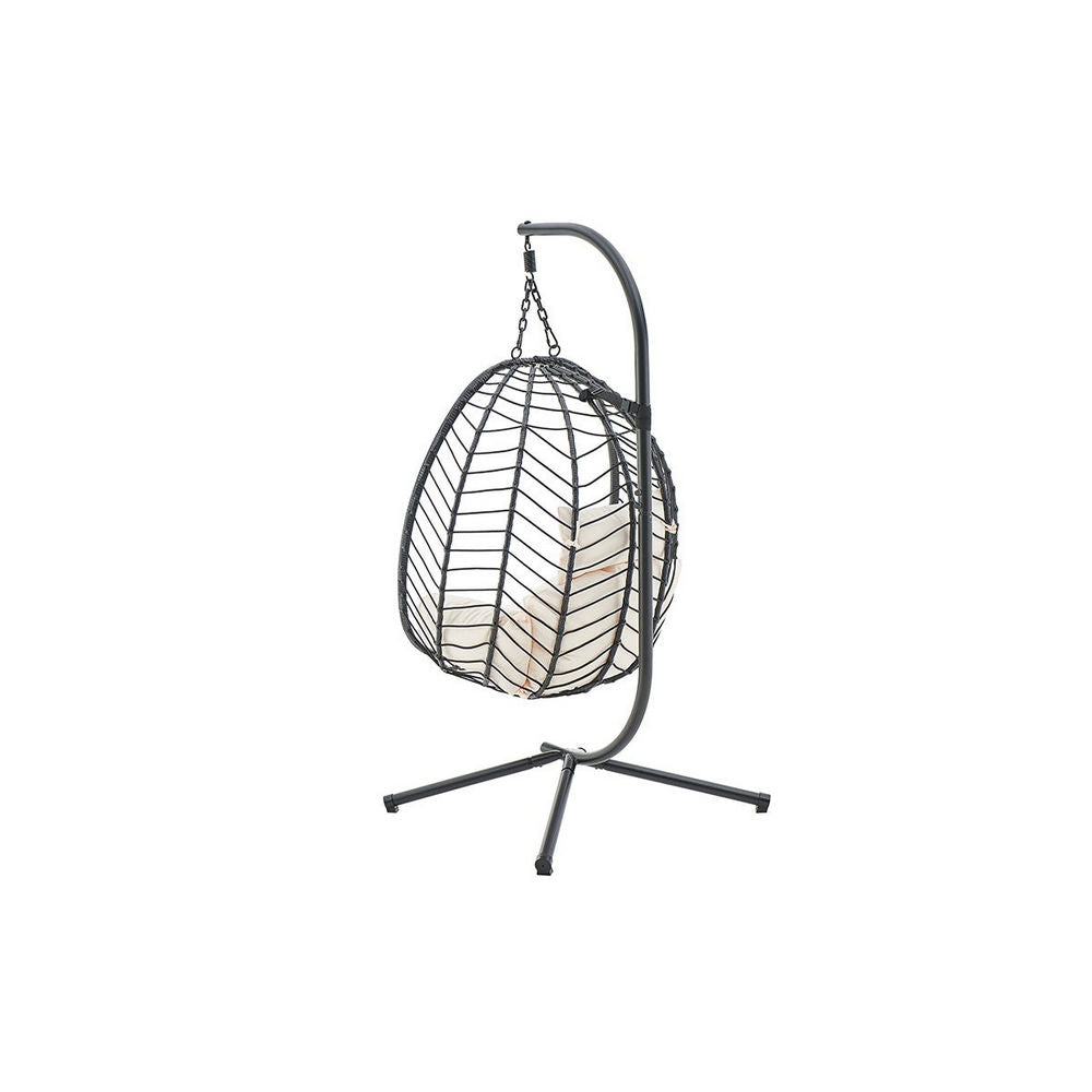Shangri-La Mackenzie Outdoor Furniture Egg Chair (Black, Beige)