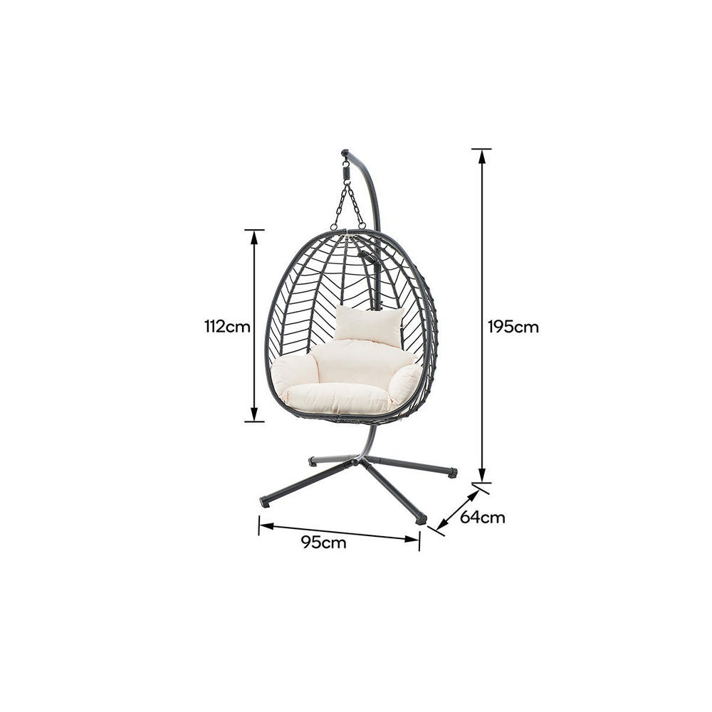 Shangri-La Mackenzie Outdoor Furniture Egg Chair (Black, Beige)