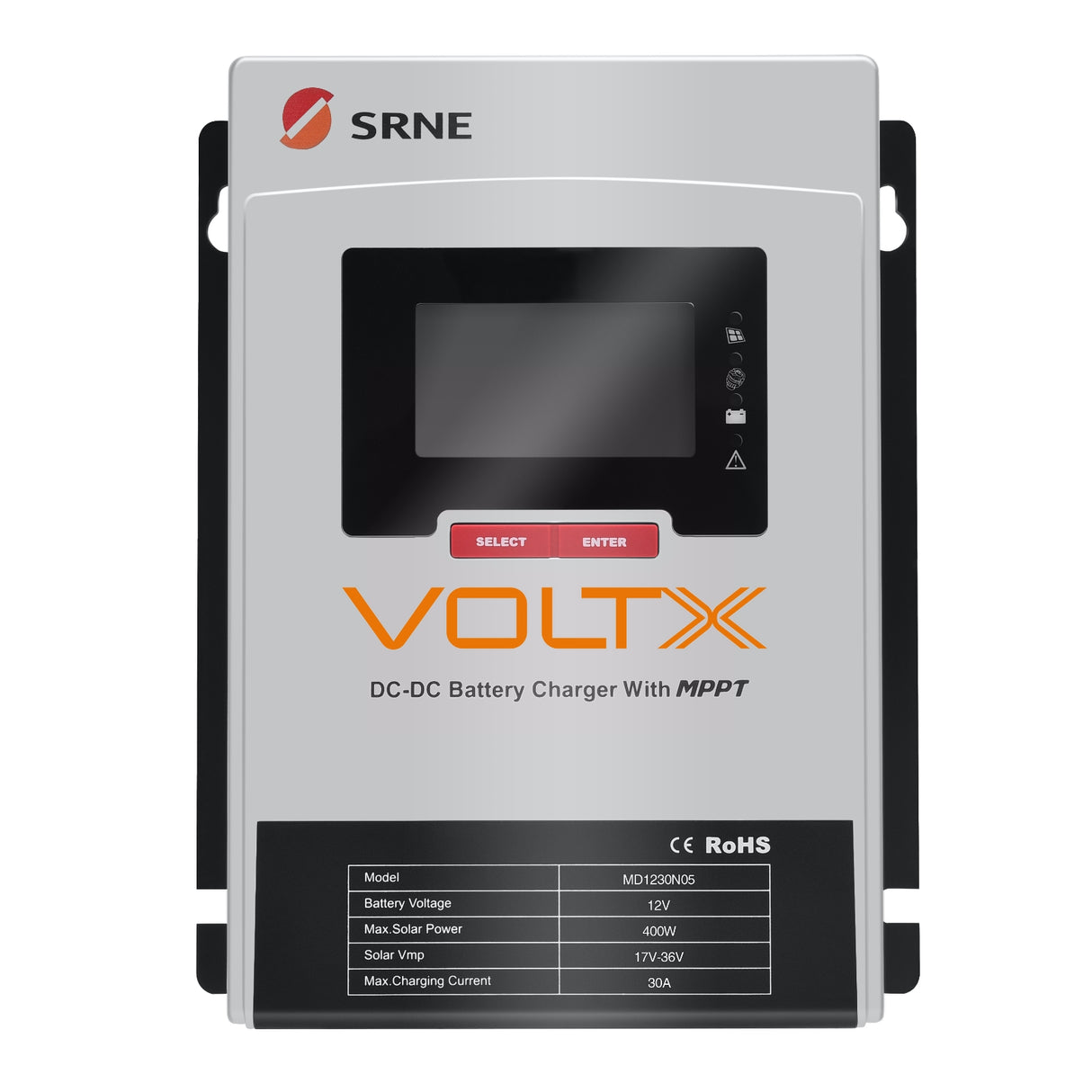 VoltX SRNE 12V 30A DC-DC MPPT LiFePO4 Battery Charger with Bluetooth
