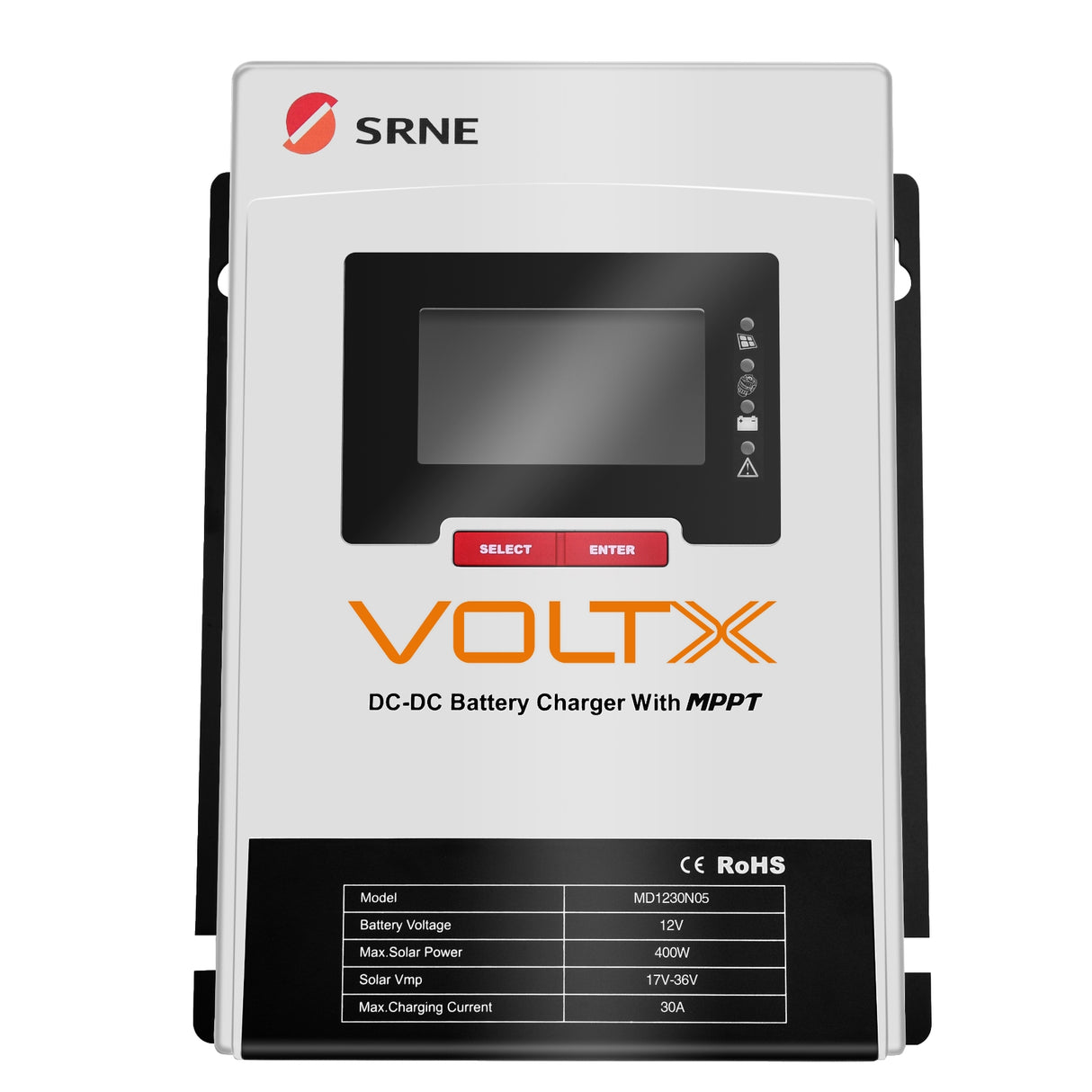 VoltX SRNE 12V 30A DC-DC MPPT LiFePO4 Battery Charger with Bluetooth