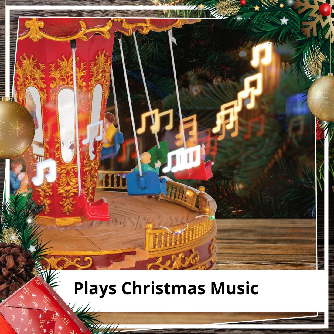 Animated Christmas Musical Flying Swing Chairs Carousel Working Model with LED Lights & Sounds