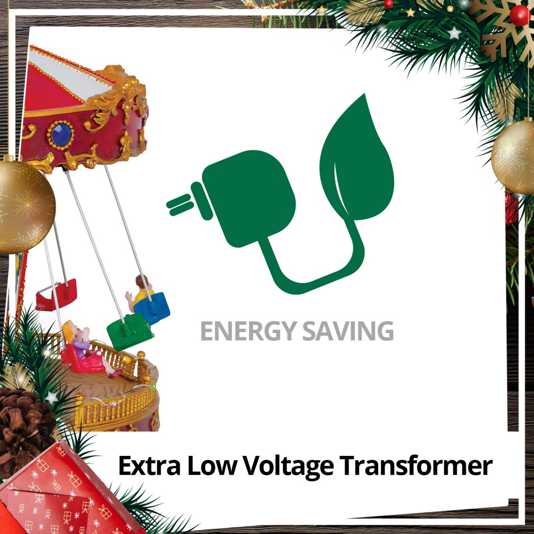 Animated Christmas Musical Flying Swing Chairs Carousel Working Model with LED Lights & Sounds