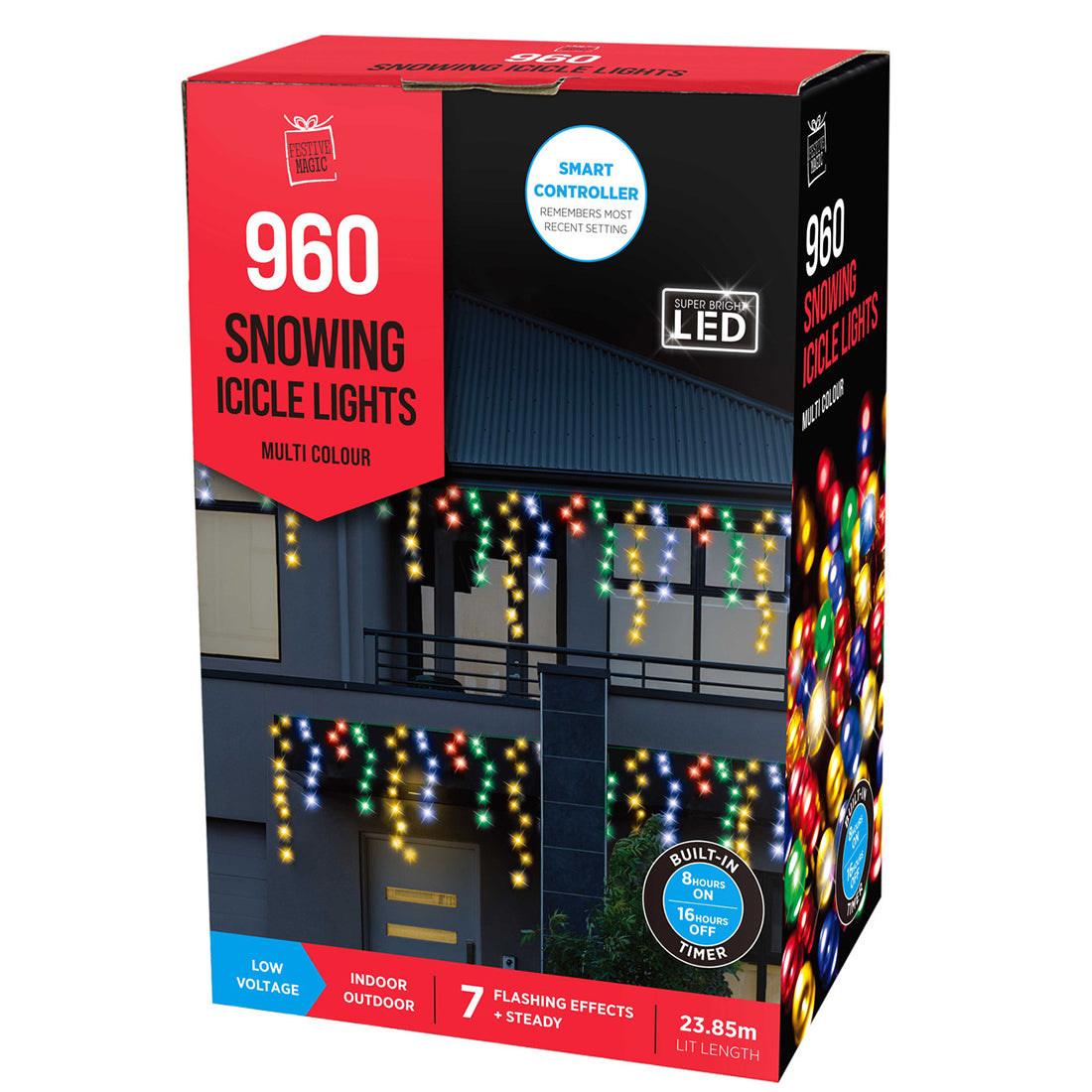 Stockholm Christmas Lights LED Snowing Icicle 960 LEDs Multi w/ Timer