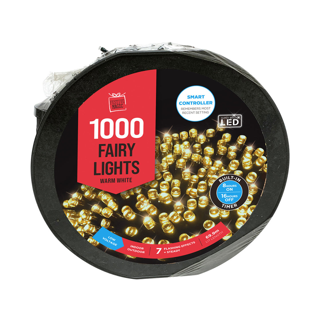 Stockholm LEDS Flashing Lights Warm Reel with Timer String Xmas Party Garden Lamp 1000pc