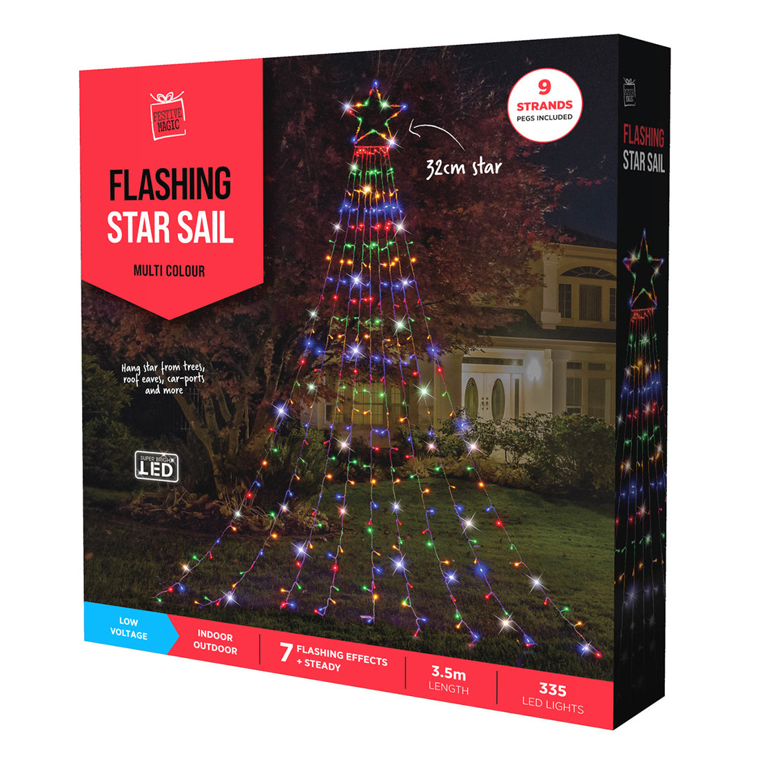 Stockholm Christmas Lights Xmas Tree Fairy Teepee Tree Star 3m Multi Color LED