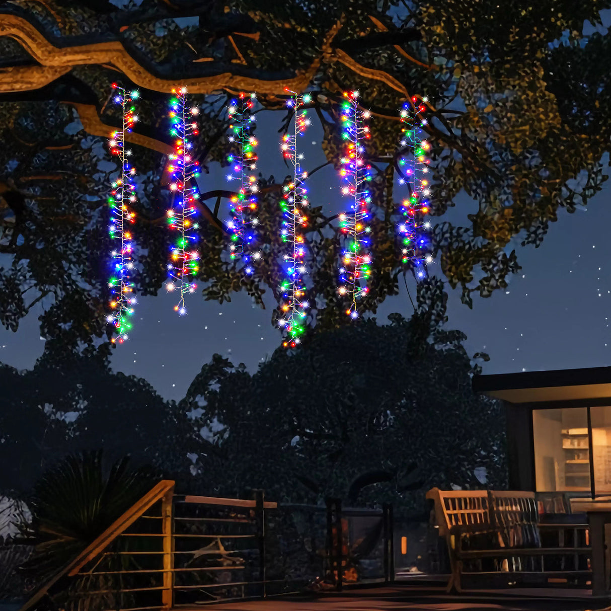 Stockholm Christmas Lights Solar LED Tree Clusters Multi 6pc