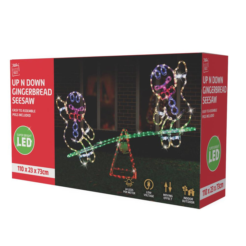 Stockholm Christmas Lights Ropelight LED Motifs Gingerbread Man Seesaw Decor