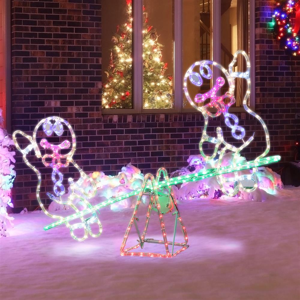 Stockholm Christmas Lights Ropelight LED Motifs Gingerbread Man Seesaw Decor