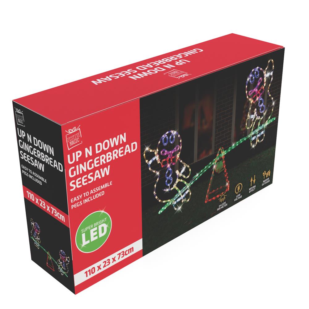Stockholm Christmas Lights Ropelight LED Motifs Gingerbread Man Seesaw Decor