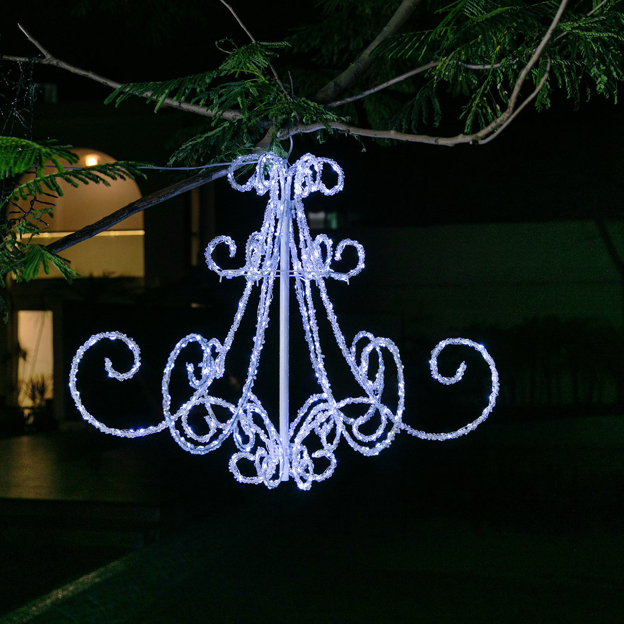 Stockholm Christmas Lights Motif 540 LED Acrylic Chandelier Cool White