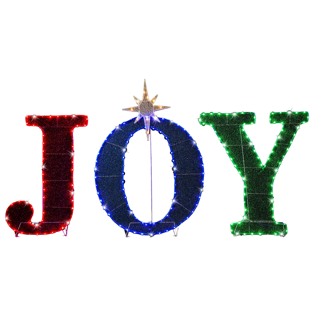 Stockholm Christmas Lights Motif 216 LED Joy Sign Tinsel Mesh RGB Warm White