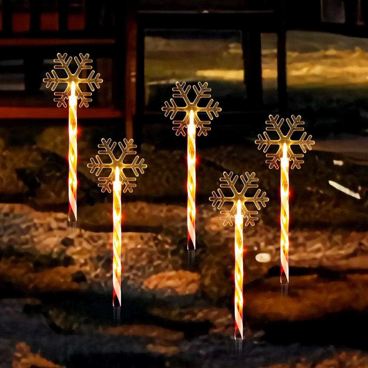 Stockholm Christmas Lights Path LED Snowflake Candy Warm White 5pc