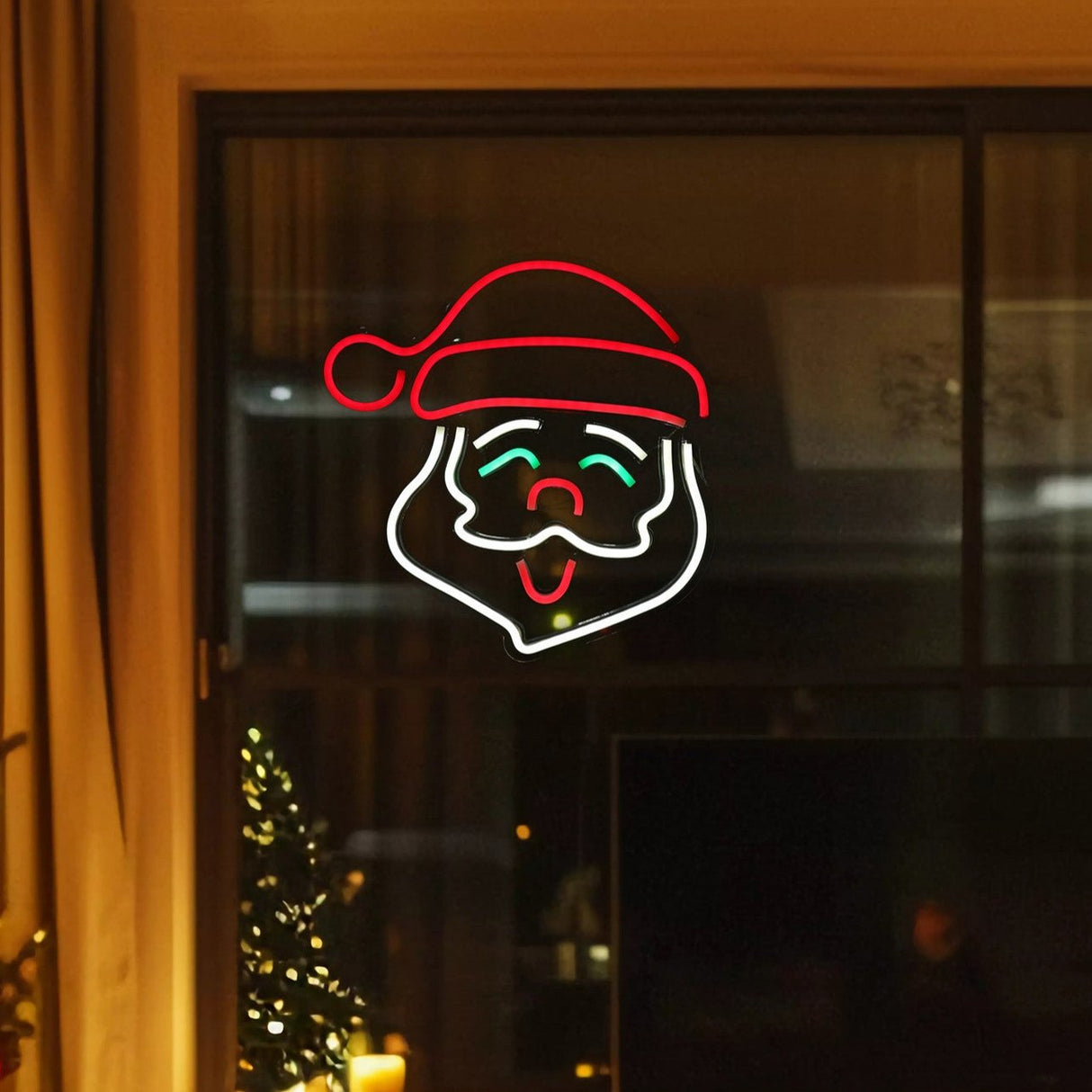 Stockholm Christmas Lights Motif LED Santa Face Plaque USB Acrylic