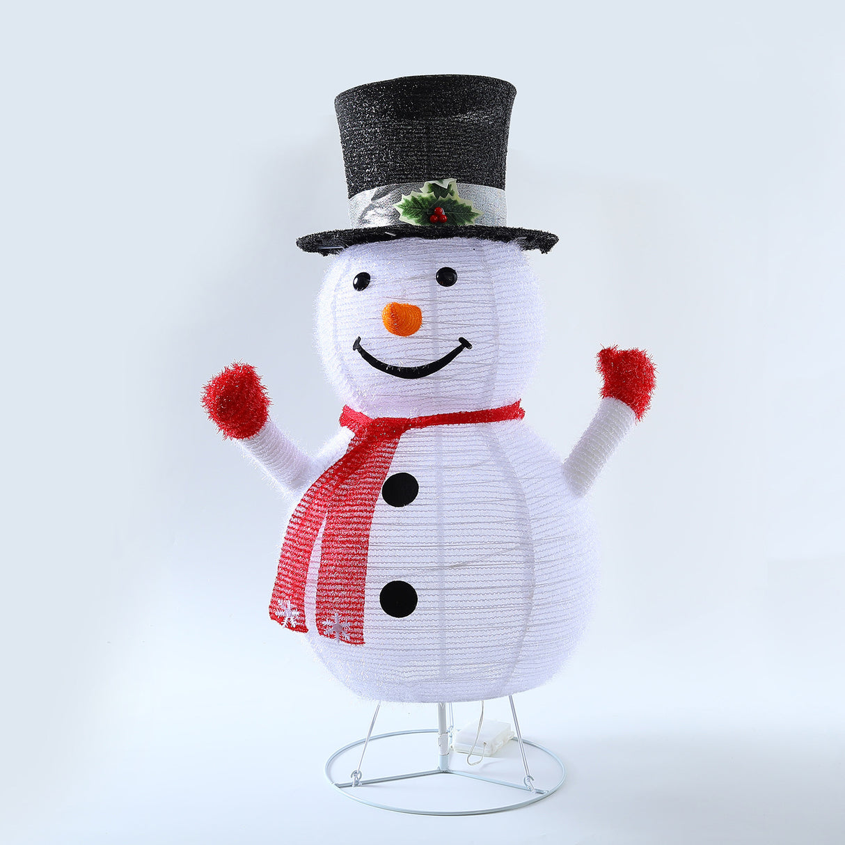 Stockholm Christmas Lights Motif LED Pop Up Snowman Tinsel Mesh Cool White