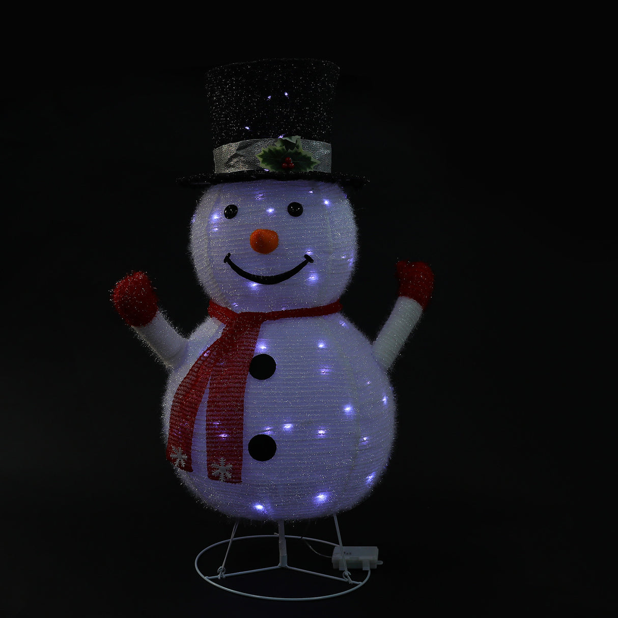 Stockholm Christmas Lights Motif LED Pop Up Snowman Tinsel Mesh Cool White