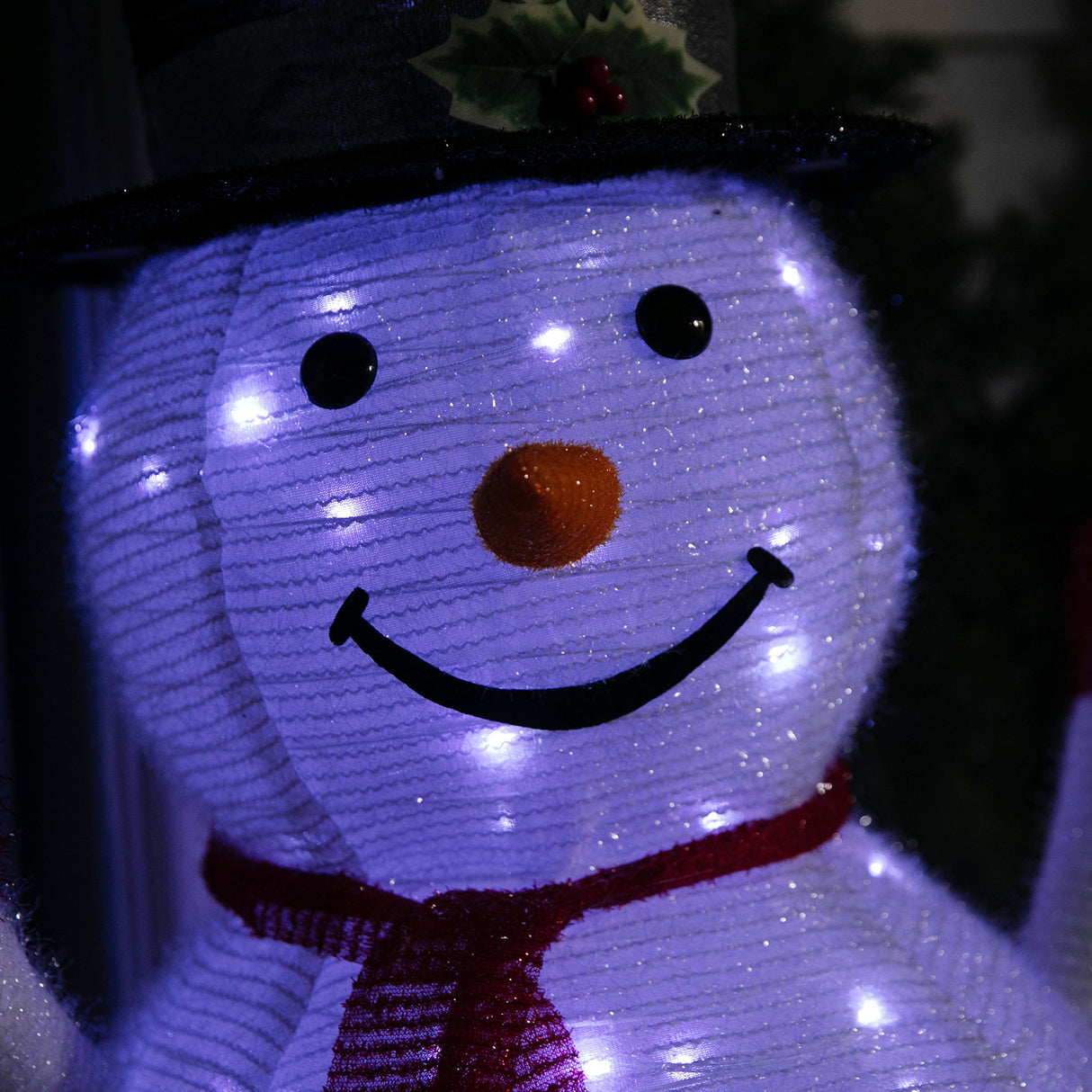 Stockholm Christmas Lights Motif LED Pop Up Snowman Tinsel Mesh Cool White
