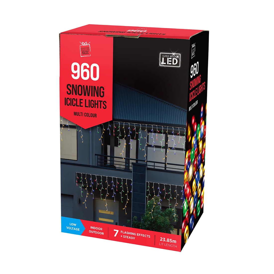 Stockholm Christmas Lights LED Snowing Icicle 960 LEDs Multi w/ Timer