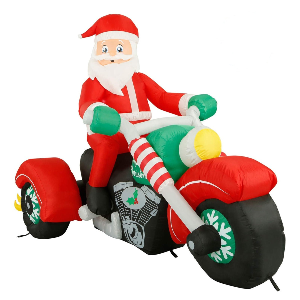 Stockholm Christmas Lights Xmas Inflatable Airpower Santa On Jumbo Drag Bike