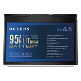 Queens 12V 95AH Lithium Iron Phosphate Battery LiFePO4 Prismatic Cells Camping
