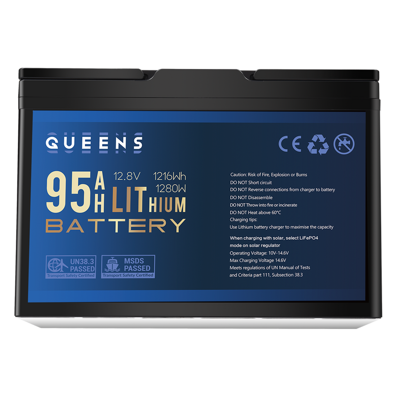 Queens 12V 95AH Lithium Iron Phosphate Battery LiFePO4 Prismatic Cells Camping