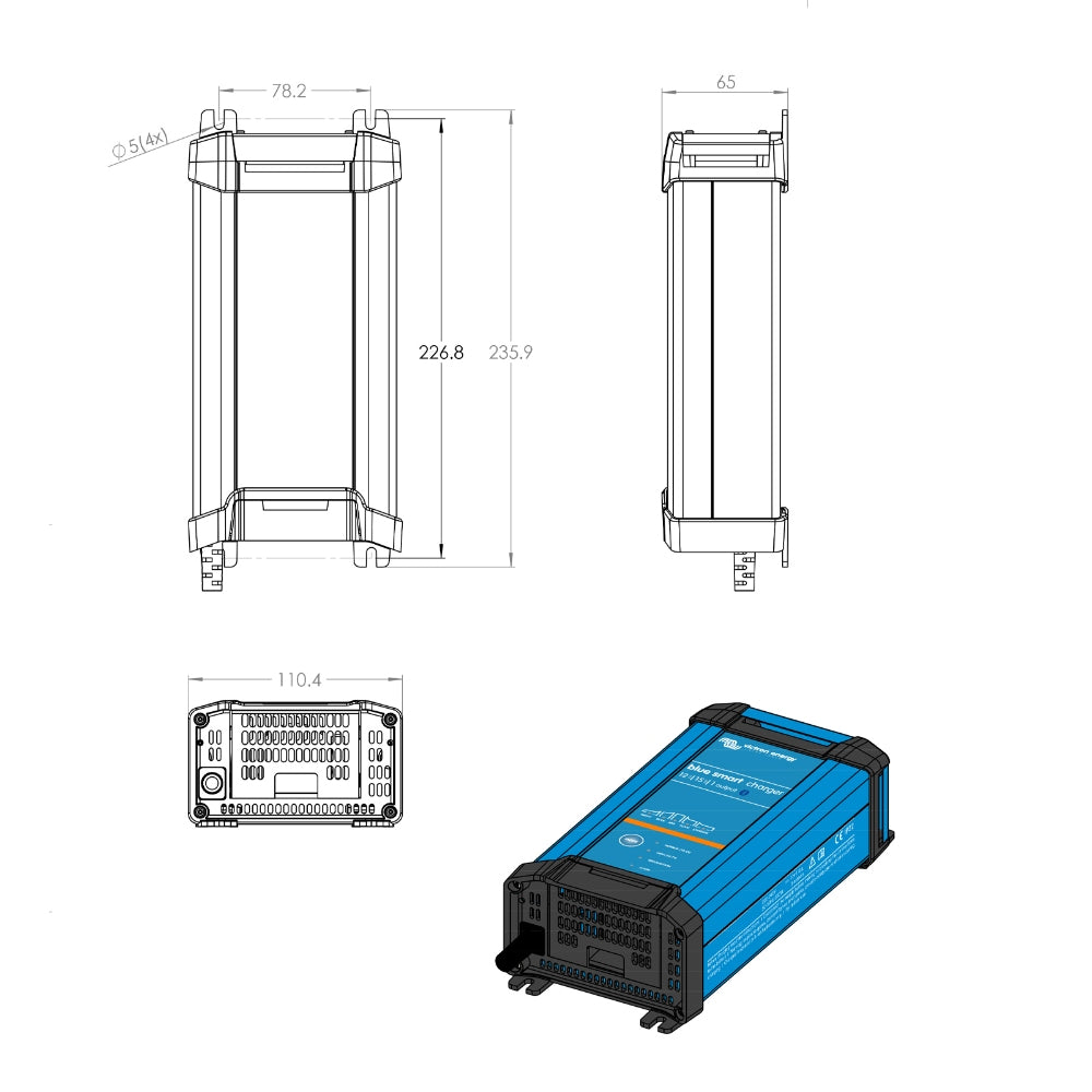 Victron Smart IP22 SLA/LiFePO4 Charger VoltX 12V 100Ah Lithium Iron Battery RV