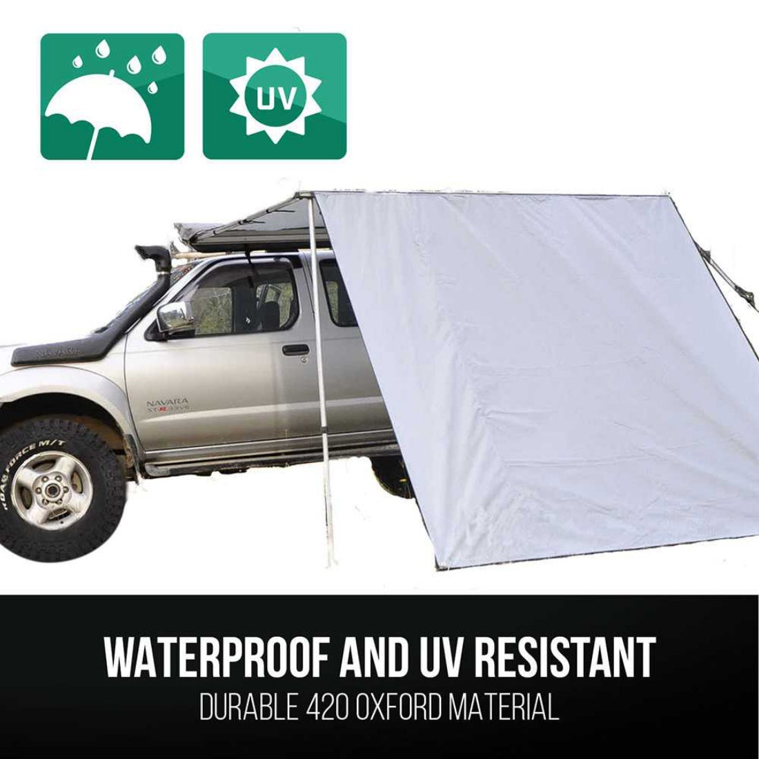 New Awning Roof Tent 3m x 3m + Extension 3m x 2m Camping Trailer 4WD Car Rack