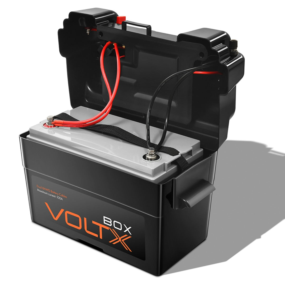 VOLTX 12V 100Ah Lithium Battery LiFePO4 + 12V Battery Box with 2xUSB