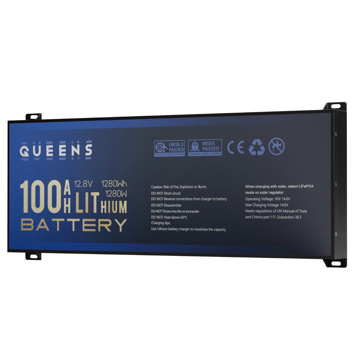 NEW Queens 12V 100Ah Slimline LiFePO4 Battery