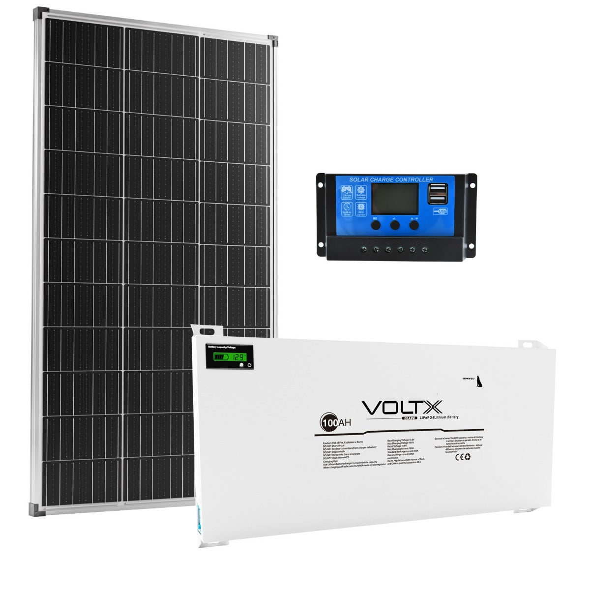 BUNDLE DEAL - VoltX 12V 100Ah Blade LiFePO4 Battery + VoltX Premium 160W Flexible Solar Panel Kit