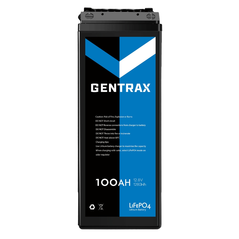 Gentrax 12V 100Ah Slim Lithium Iron Phosphate LiFePO4 Battery