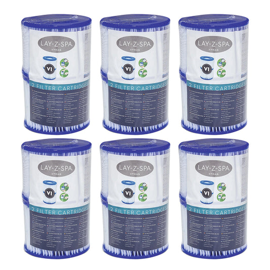6 x Twin Pack Bestway Lay-Z-Spa Accessories - Replacement Filter Cartridge Type VI 58323
