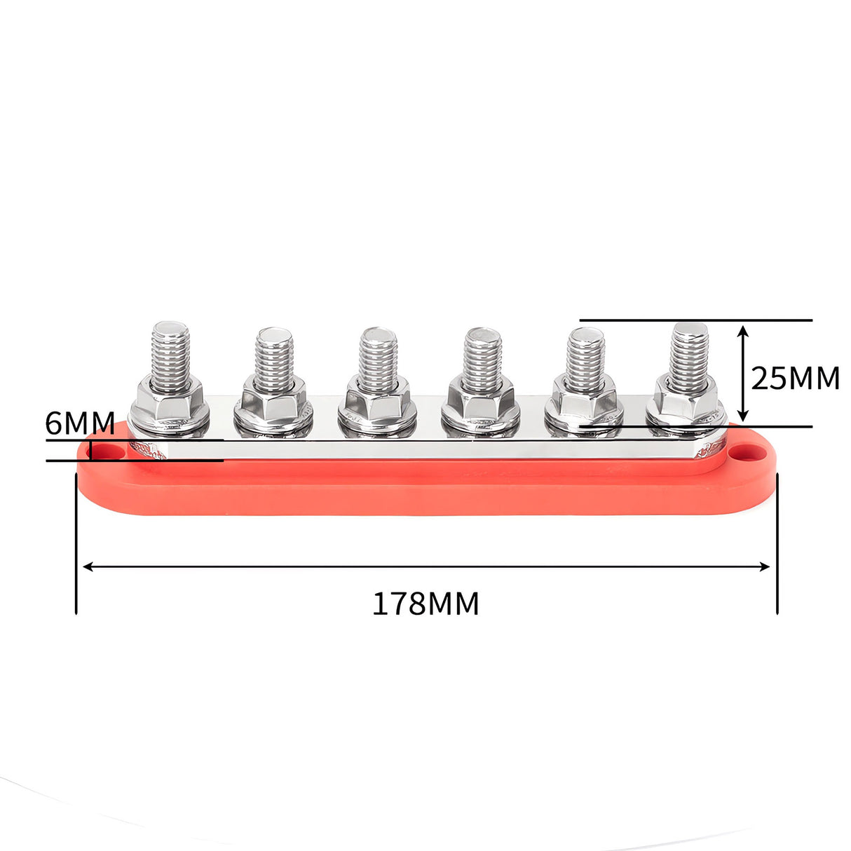 6 GANG 300A M8 Power Distribution Block Bus Bar Terminal Post Stud 12V Red