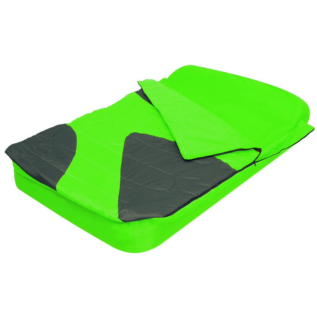 NEW BestWay 2 in 1 Double Air Bed Inflatable Mattress Green Camping Sleeping Bag
