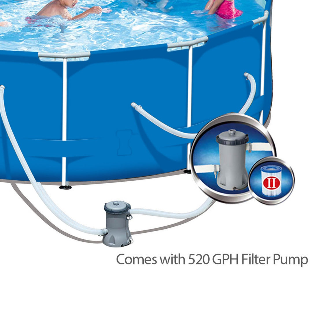 NEW BESTWAY ABOVE GROUND SWIMMING POOL Steel Frame Filter Pump 12ft 366cm 56419