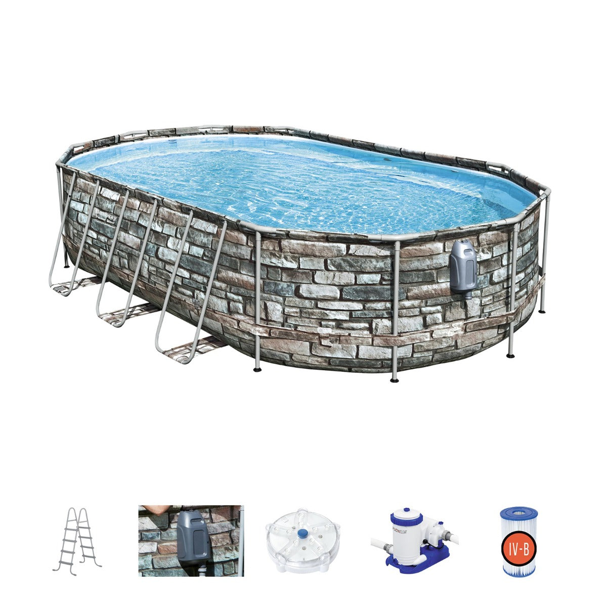 Bestway Power Steel™ Above Ground Swimming Pool Pump LED - 6.10m x 3.66m x 1.22m