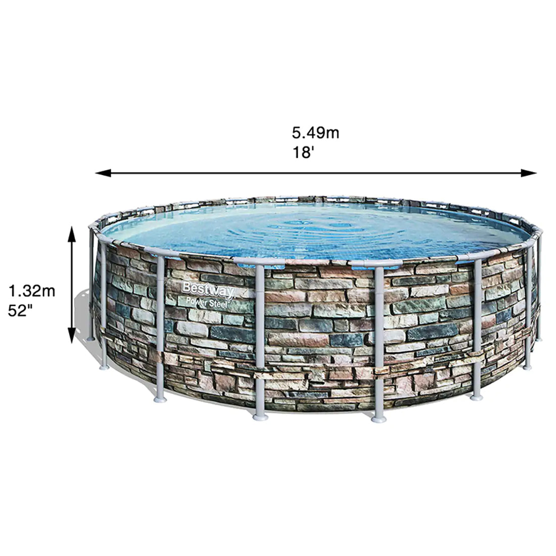 Bestway Power Steel™ Round Above Ground Swimming Pool Kit - 5.49m x 1.32m
