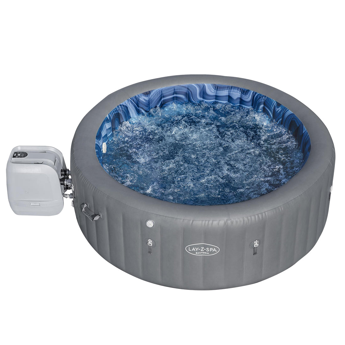 Bestway Lay-Z-Spa SANTORINI Hydrojet Pro - Hot Tub Spa Massage - 180 Jets + 10 Jetstream Nozzles - 5 to 7 People