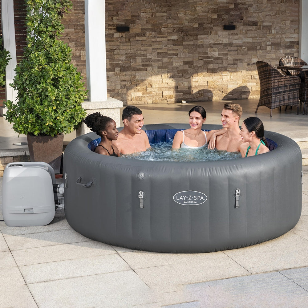 Bestway Lay-Z-Spa SANTORINI Hydrojet Pro - Hot Tub Spa Massage - 180 Jets + 10 Jetstream Nozzles - 5 to 7 People