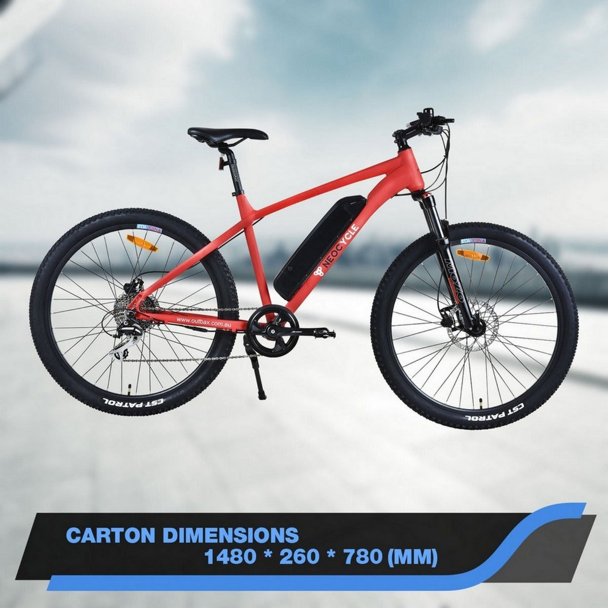 NEOCYCLE Mountain Bike - 36V LARGE Electric Bicycle 10Ah Lithium Battery - Red